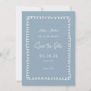 Save The Date Unique Dusty Blue Français Fun Mariage