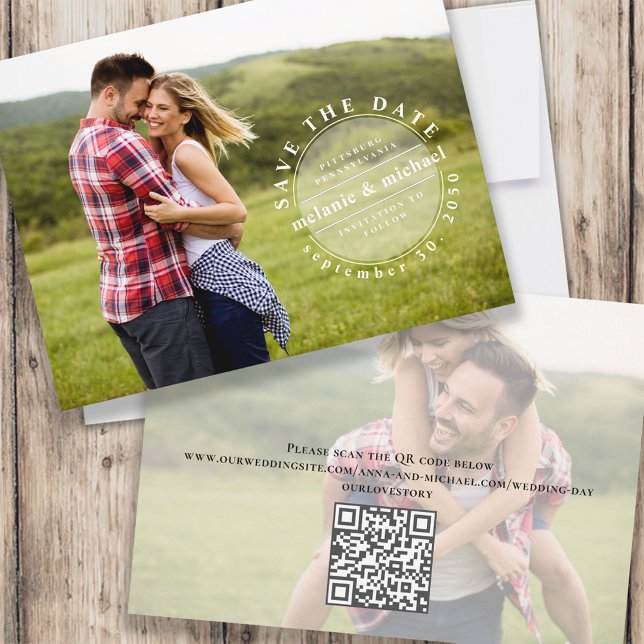 Save The Date Unique Enregistrer la date Photo QR Code Minimalis (Créateur téléchargé)