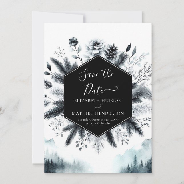 Save The Date Unique Mariage romantique de montagne (Devant)