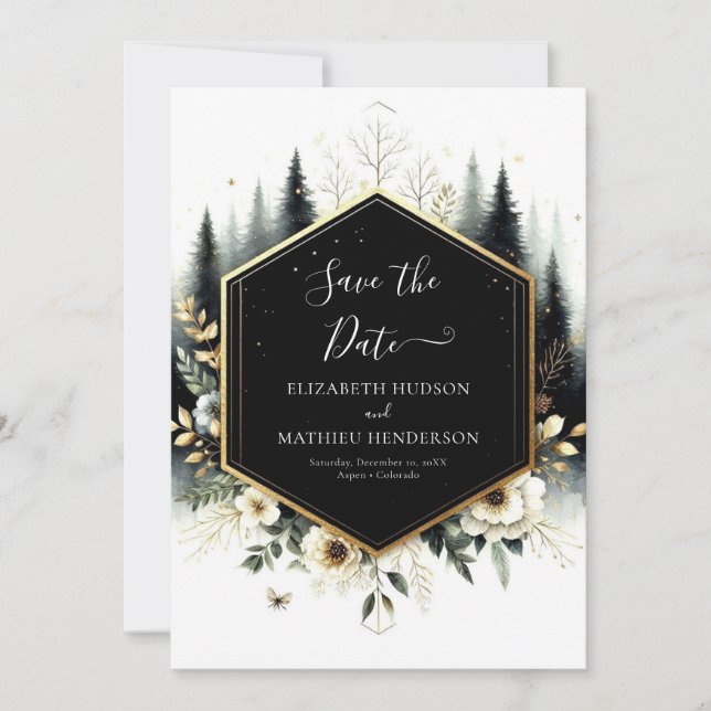 Save The Date Unique Mariage Whimsical Enchanted Forest (Devant)