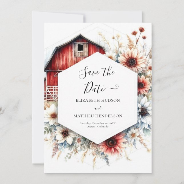 Save The Date Unique romantique Mariage barnique (Devant)