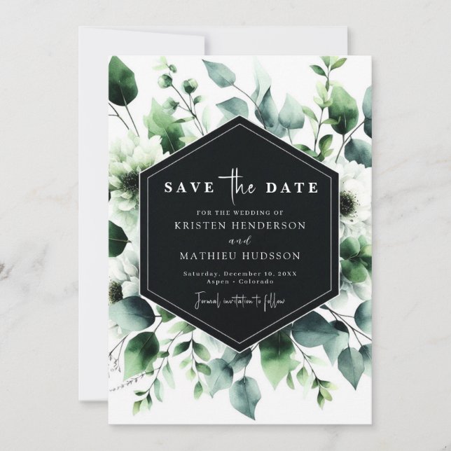Save The Date Unique Rustique Eucalyptus Mariage numérique (Devant)