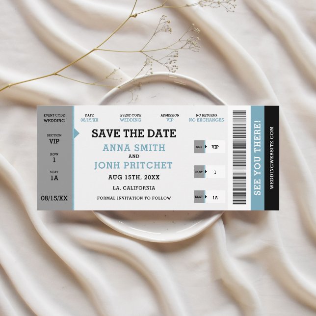 Save The Date Unique site du Mariage de billets de concert (Ticketmaster Concert Ticket Unique Save the Date Wedding Website No Photo)