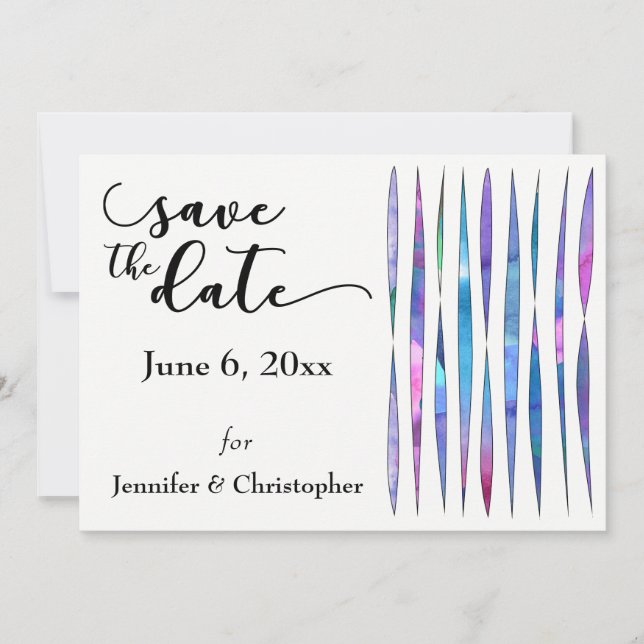 Save The Date Unique violet, rose, bleu moderne enregistrer la d (Devant)