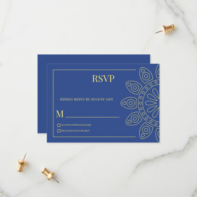 Save The Date Unity in Bloom Blue Response Card (Devant/Arrière en situation)