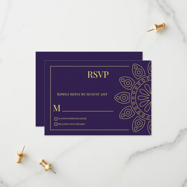 Save The Date Unity in Bloom Purple Response Card (Devant/Arrière en situation)