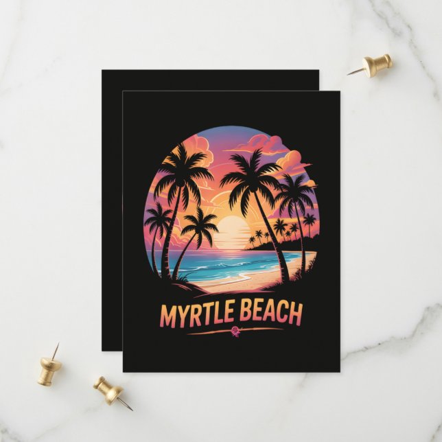 Save The Date Vacances à Myrtle Beach Surfeur  (Devant/Arrière en situation)