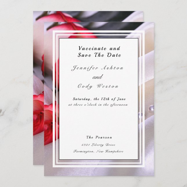 Save The Date Vaccinate Leave Quarantine Behind Mariage Roses (Devant / Derrière)