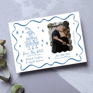 Save The Date Vaches lunaires Doodles à main Mariage