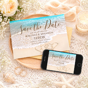 Save The Date Vagues de l'océan bleu Mariage tropical sur la pla