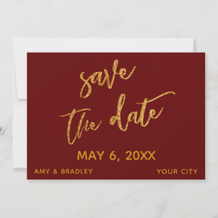 Save The Date Vagues dorées modernes et écriture manuscrite roug