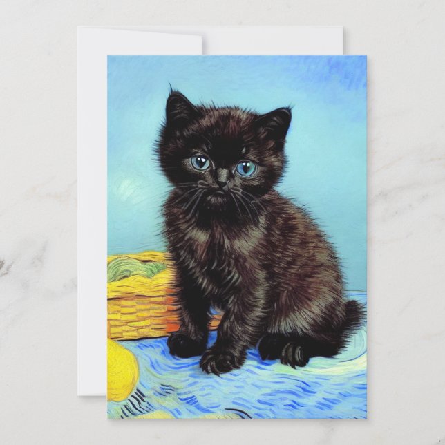 Save The Date Van Gogh Black Kitten avec fils (Devant)