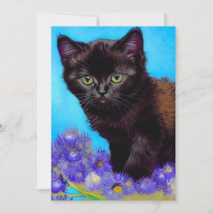 Save The Date Van Gogh Chat et fleurs