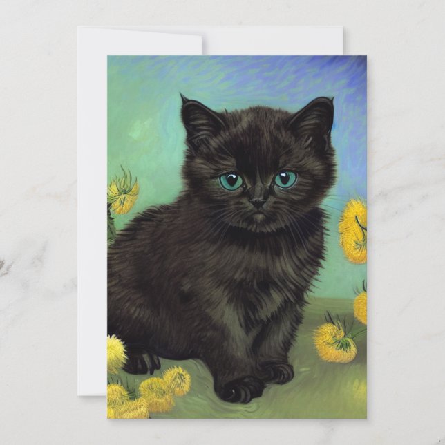 Save The Date Van Gogh Chat noir Fleurs jaunes (Devant)