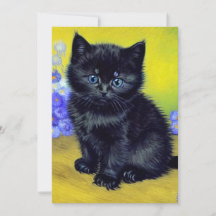 Save The Date Van Gogh Chat noir Fleurs violettes