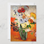 Save The Date Van Gogh Roses and Anemones<br><div class="desc">Card featuring Vincent van Gogh's flower painting Roses and Anemones (1890). A gorgeous assortment of red,  white,  blue,  orange,  and yellow flowers are arranged in green vase. A wonderful gift for fans of Post-Impressionism and Dutch art</div>