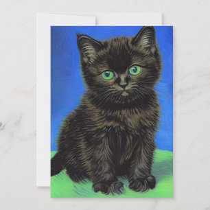 Save The Date Van Gogh Style Kitten noir