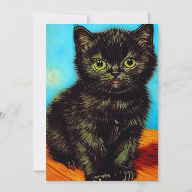 Save The Date Van Gogh Style Pouting Kitten (Devant)