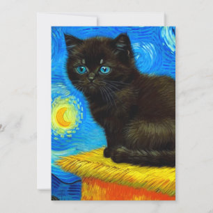 Save The Date Van Gogh Style Starry Night Cat
