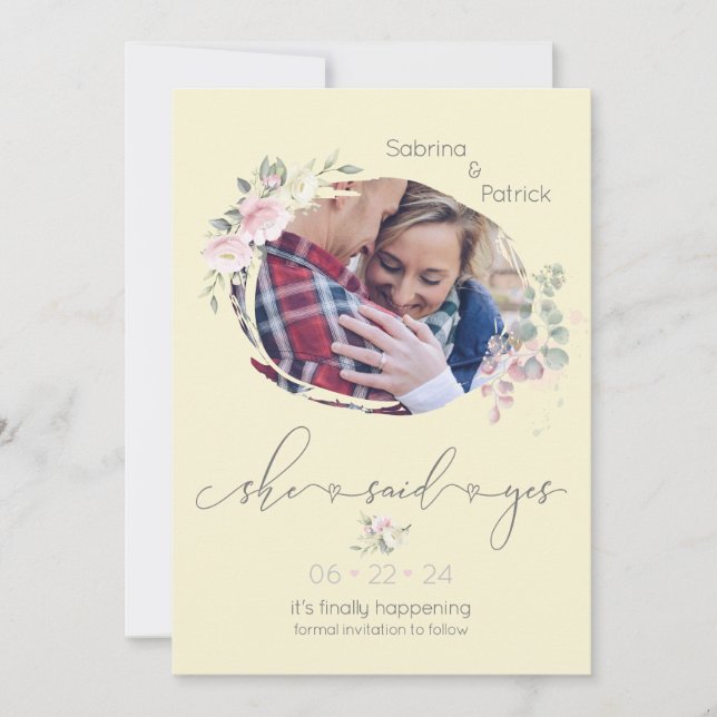 Save The Date Vanilla Lemon Pale Blush Photo (Devant)