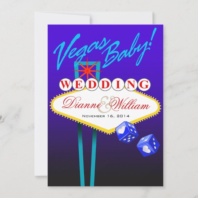 Save The Date Vegas Baby ! Mariage Enregistrer la date bleu (Devant)
