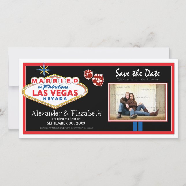 Save The Date Vegas Destination Wedding Enregistrer la date Phot (Devant)
