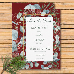 Save The Date Végétation de Noël d'hiver Mariage rouge