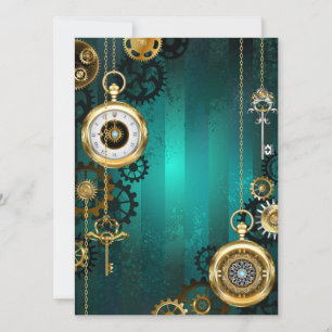 Save The Date Veille bijoux Steampunk sur un Arrière - plan vert