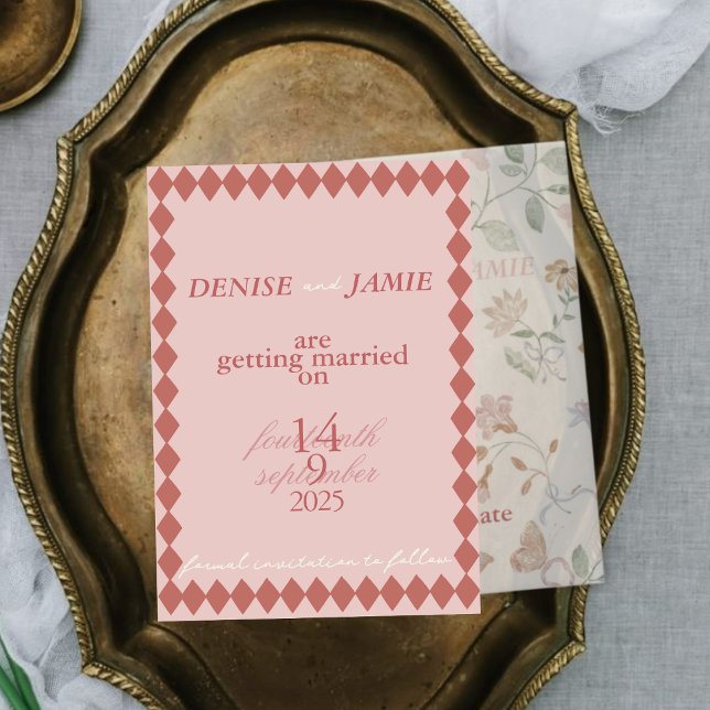 Save The Date Vellum diamant en terre cuite Insertion Mariage so (Créateur téléchargé)