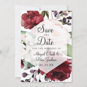Save The Date Vellum Hexagon géométrique de Bourgogne
