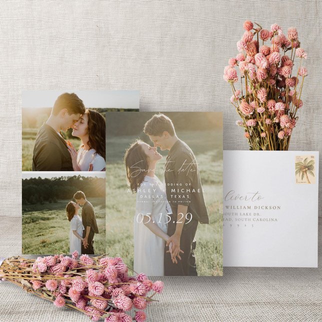 Save The Date Vellum Look Hand Lettré Typographie 3 Photo (Save the Date!)