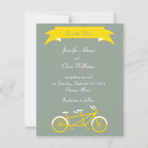 Save The Date Vélo Tandem (Jaune / Gris) Sauvegarder la Date
