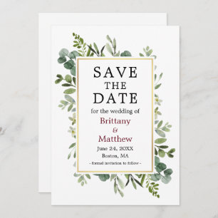 Save The Date Verdure botanique Eucalyptus Bourgogne