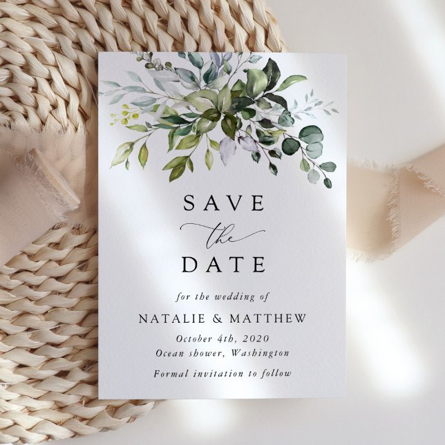 Save The Date Verdure, Feuilles d'Eucalyptus, Mariage botanique (Créateur téléchargé)