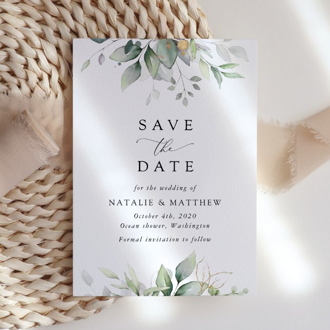 Save The Date Verdure, Feuilles d'Eucalyptus, Mariage botanique (Créateur téléchargé)