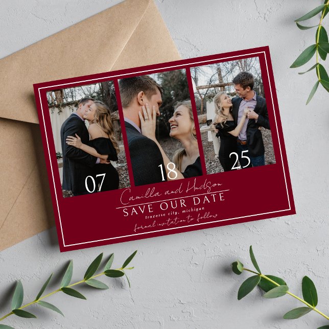 Save The Date Véritable Simplicité 4 | Bourgogne | Mariage (Créateur téléchargé)
