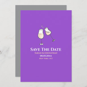 Save The Date Verres de champagne simples toasts violets