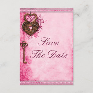 Save The Date Verrouillage du coeur et clé mariage rose Enregist