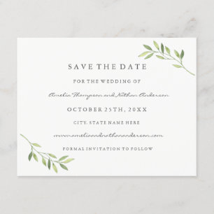 Save The Date Vert Aquarelle Leaf Mariage Enregistrer La Date