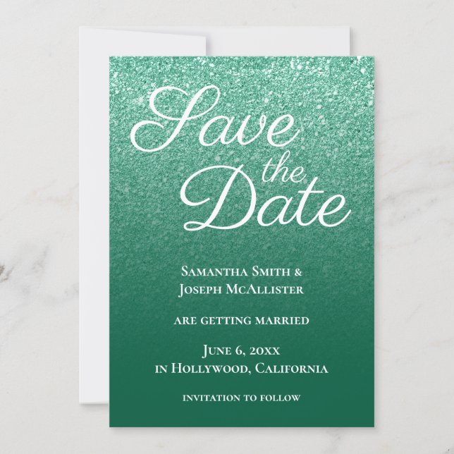 Save The Date Vert Chasseur Dégradé Moderne (Devant)