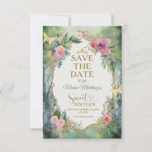 Save The Date Vert floral de la forêt de sauge douce seize