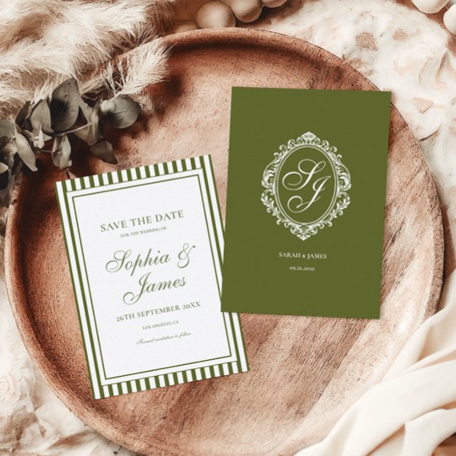 Save The Date Vert olive Ancienne fortune Mariage Épargnez la da (Créateur téléchargé)