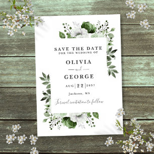 Save The Date Vert olive Aquarelle moderne Mariage Floral