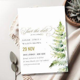 Save The Date Vert or Aquarelle Fern Mariage de feuillage