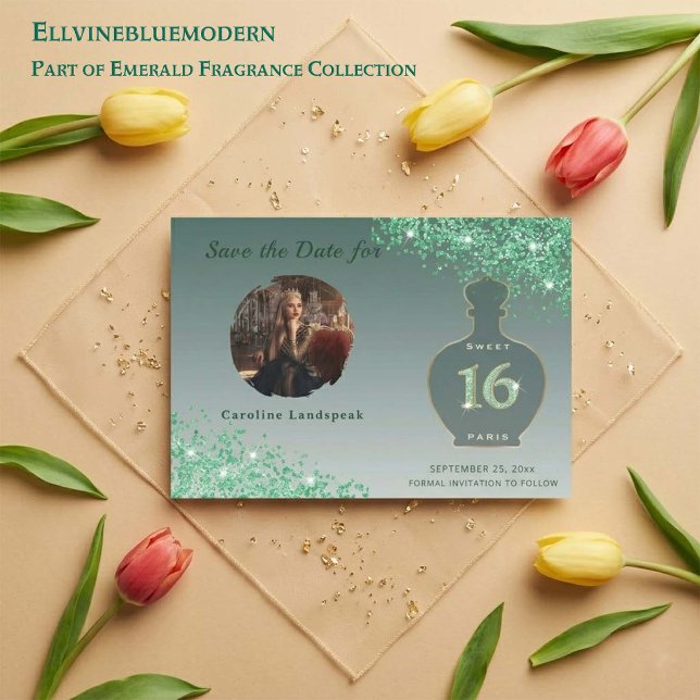 Save The Date Vert Pailleté Paris Studio de Parfum Sweet 16 (Sparkling Green elegance for your Sweet 16!
Shop our Emerald Fragrance Collection.
)