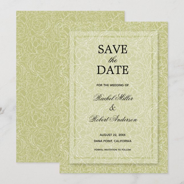 Save The Date Vert printemps floral (Devant / Derrière)