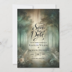 Save The Date Vert sage, éclat de la forêt enchantée