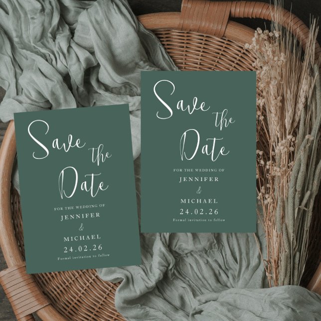 Save The Date Vert sauge blanc mariage simple moderne (Créateur téléchargé)