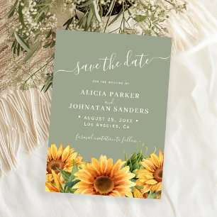 Save The Date Vert sauge rustique boho floral mariage d'été