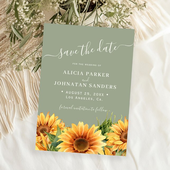 Save The Date Vert sauge rustique boho floral mariage d'été (Créateur téléchargé)